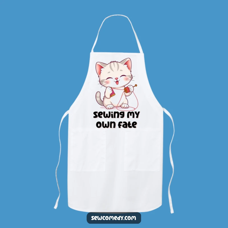 Funny Kitten Sewing Apron: Humorous Playful Cat Kitchen Gift