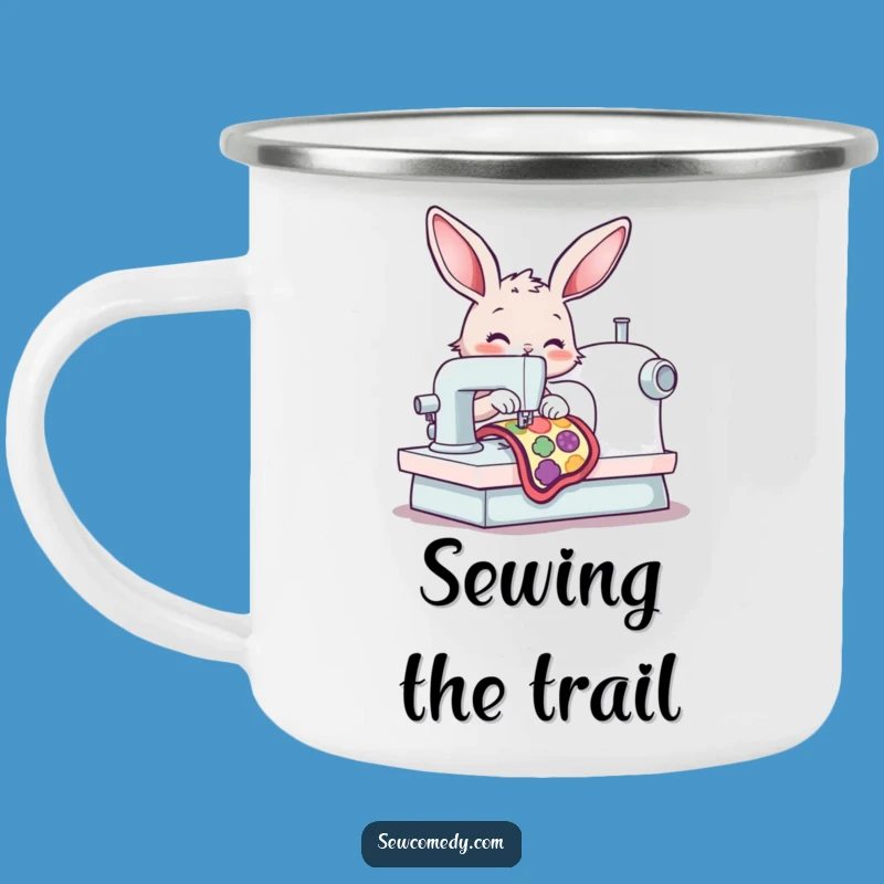 Funny Bunny Sewing Machine Camping Mug: Craft Adventures Hilarious Gift!