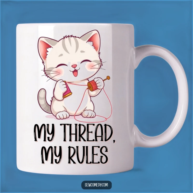 Funny Kitten Sewing Mug: Adorable Playful Cat Gift for Crafters