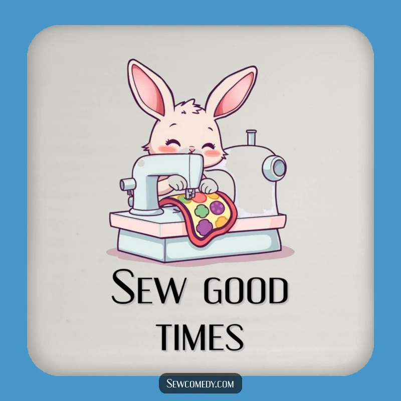 Funny Bunny Sewing Machine Coaster: Hilarious Craft Protection Gift!