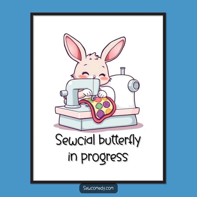 Funny Free Printable Wall Art: Bunny Sewing Downloadable Art