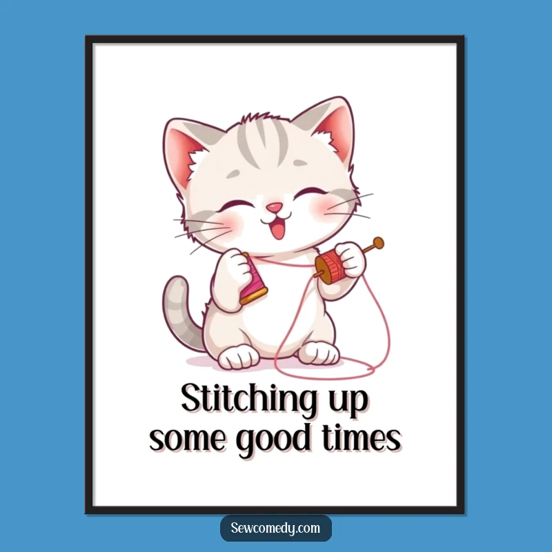Free Printable Wall Art: Funny Kitten Thread Art, Hilarious Downloadable Decor!