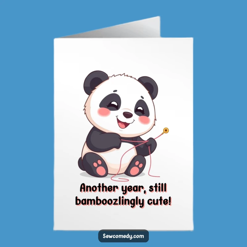 Free Printable Birthday Card: Happy Panda with Needle, Cute Downloadable Gift!