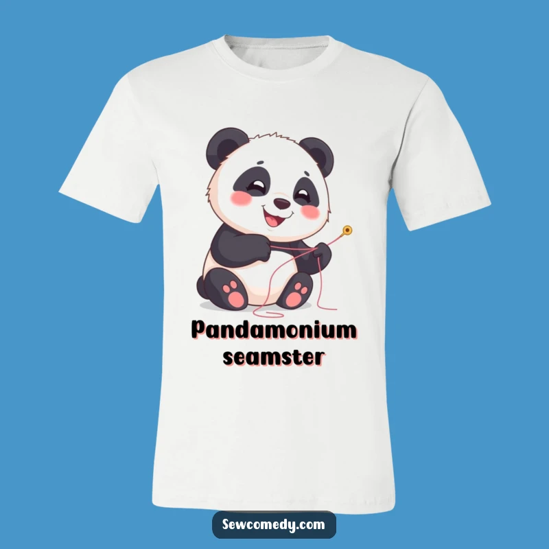 Funny Panda Sewing T-Shirt: Joyful Smiling Cub Apparel Gift
