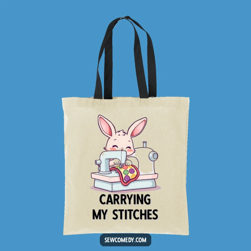 Funny Bunny Sewing Machine Tote Bag: Stylish and Hilarious Crafter Carry-All Gift!