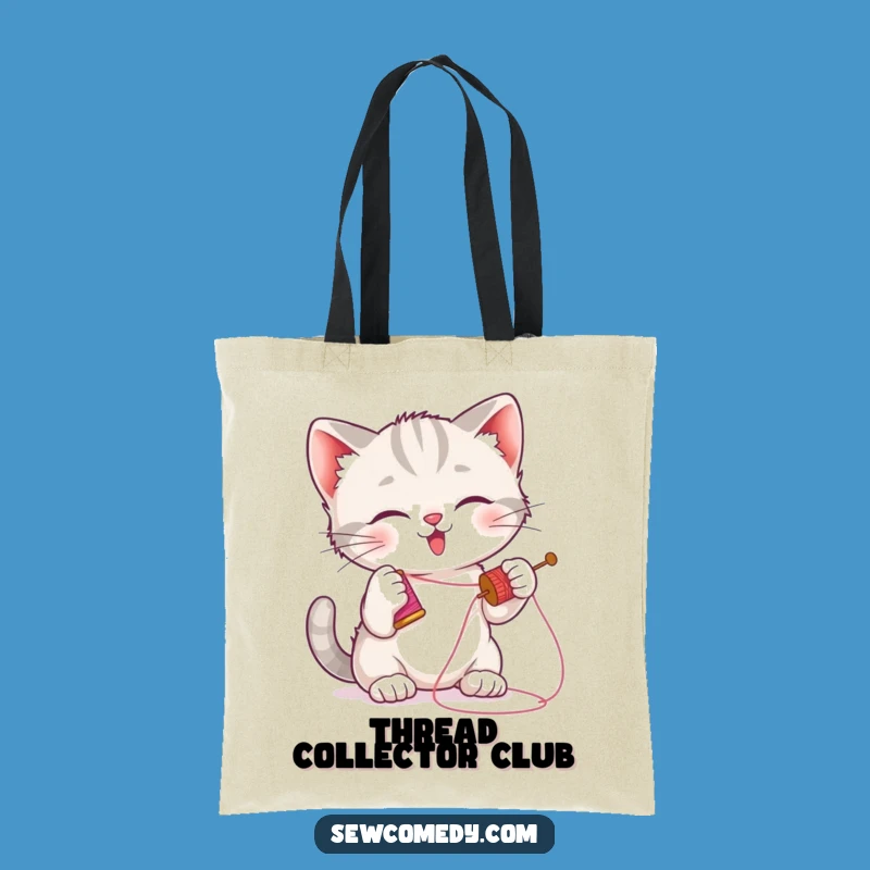 Funny Kitten Sewing Tote Bag: Chic Humorous Cat Lover Accessory Gift